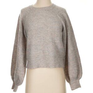 Topshop Grey/Beige Knit Sweater with Balloon Sleeves